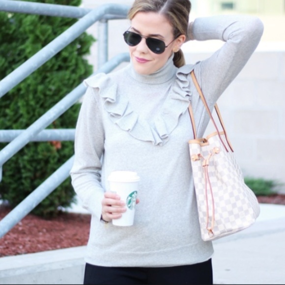 J. Crew Sweaters - J.Crew Tippi Turtleneck Merino Ruffle Sweater Gray